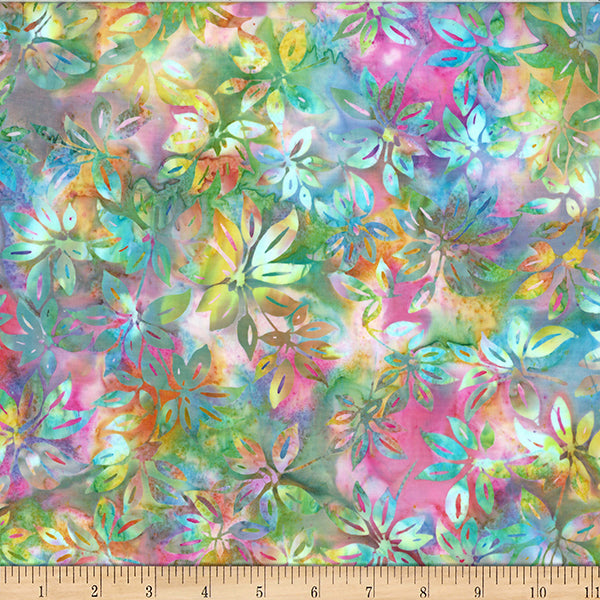 Taffy Bali Batik Leaves Cotton 44"/45" Fabric Per Yard - Prismatic Fiber Arts