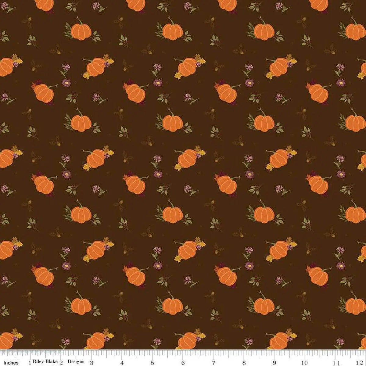 The Awe of Autumn Pumpkins Brown 43"/44" Fabric Per Yard - Prismatic Fiber Arts