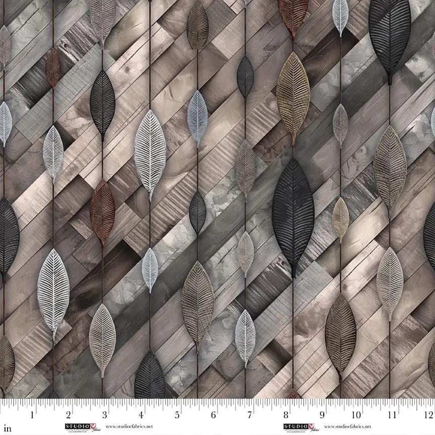 Umber Iron Leaves Out of the Woodwork Cotton 44"/45" Fabric Per Yard - Prismatic Fiber Arts