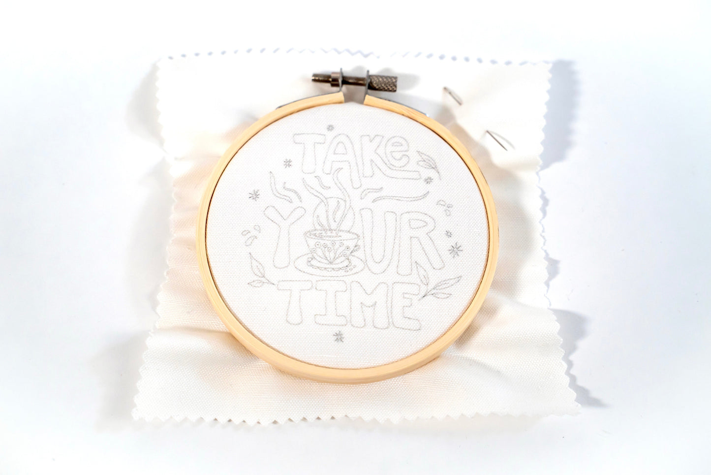 "Take Your Time" Eco-Embroidery Kit w. Tea Time Pattern (Joyful Threads Winter Dreaming) - Prismatic Fiber Arts