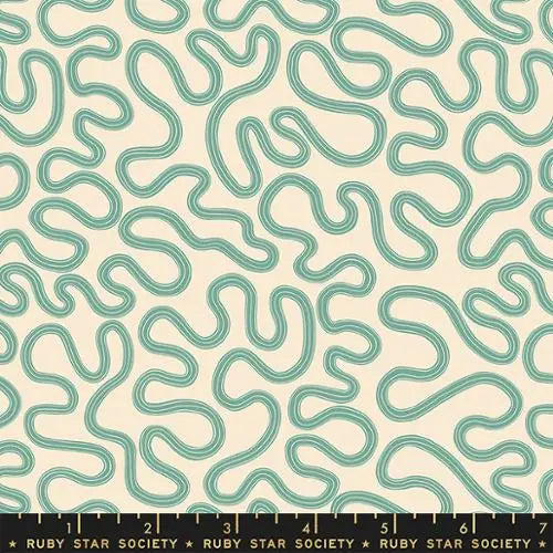 Verbena Meander Green Geometric Lines 43"/44" Fabric Per Yard - Prismatic Fiber Arts