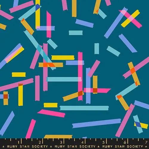 Washi Plus Teal Novelty Tape 43"/44" Fabric Per Yard - Prismatic Fiber Arts