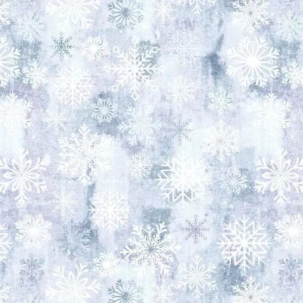 White Enchanted Snowflake Toss Dot Cotton Wideback Fabric per yard - Prismatic Fiber Arts