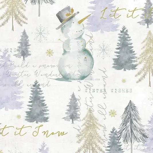 White Let It Snow Digital Cuddle Fabric per yard - Prismatic Fiber Arts