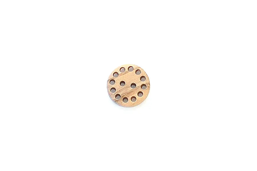 Wood Natural Holey Edge Round Button - Prismatic Fiber Arts