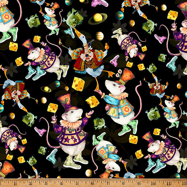 Black Mousing Around 43"/44" Fabric Per Yard - Prismatic Fiber Arts