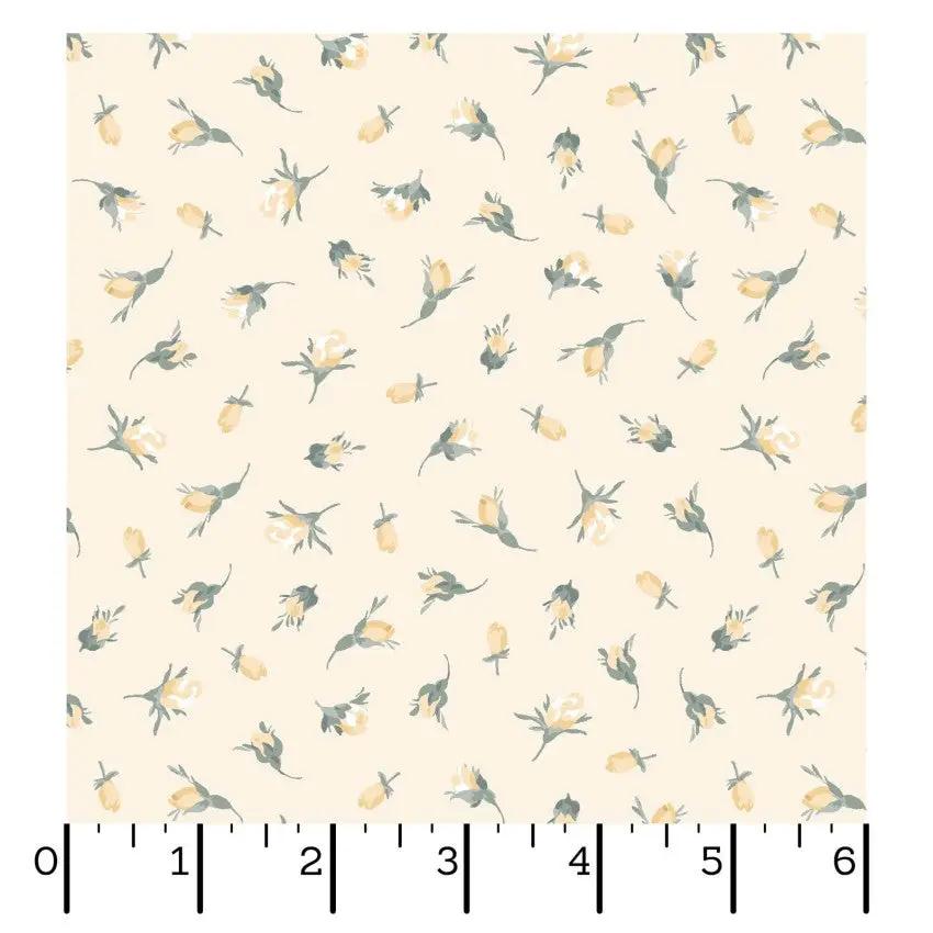 Yellow Buds La Fleur Flannel Cotton 42"/43" Fabric Per Yard - Prismatic Fiber Arts