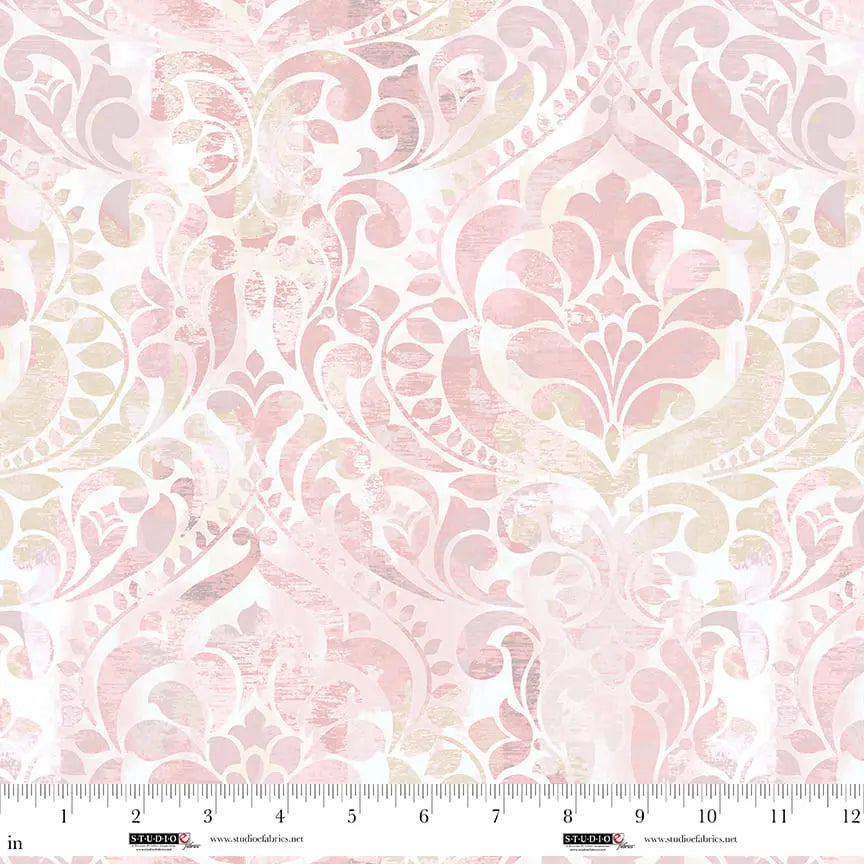You Damask! Blush Cotton Wideback Fabric per yard - Prismatic Fiber Arts