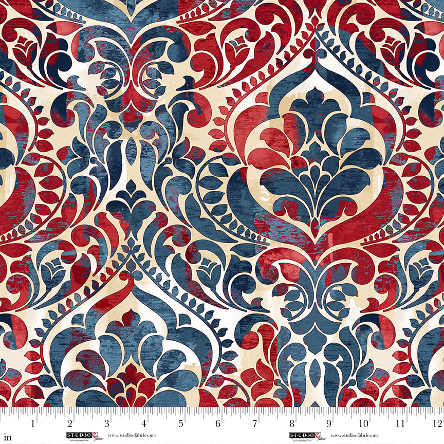 You Damask! Patriotic Cotton Wideback Fabric per yard - Prismatic Fiber Arts