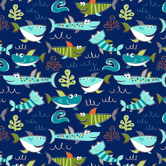 Digital Cuddle Sea Sharkies 58"/60" Fabric per yard