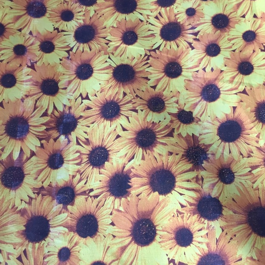 Sunflower Daisy Floral Printed Poly Cotton Fabric