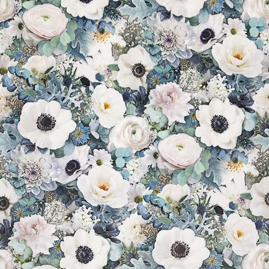 Digital Cuddle White Hoffman Blooming Buds 58"/60" Fabric per yard
