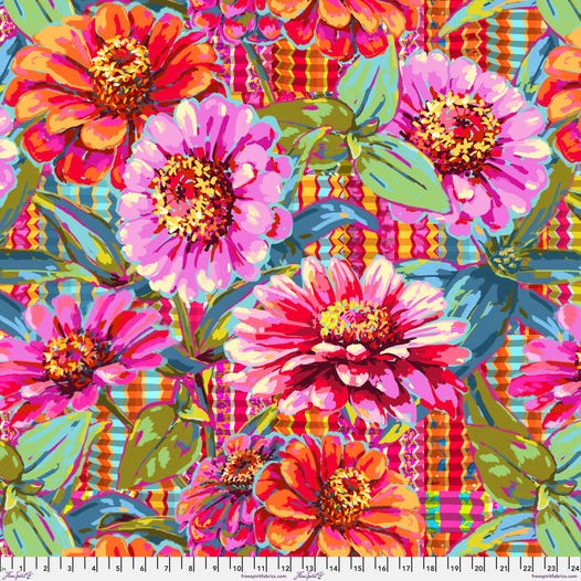 Festival Pink Giant Zinnias 108" Cotton Wideback Fabric per yard - Prismatic Fiber Arts