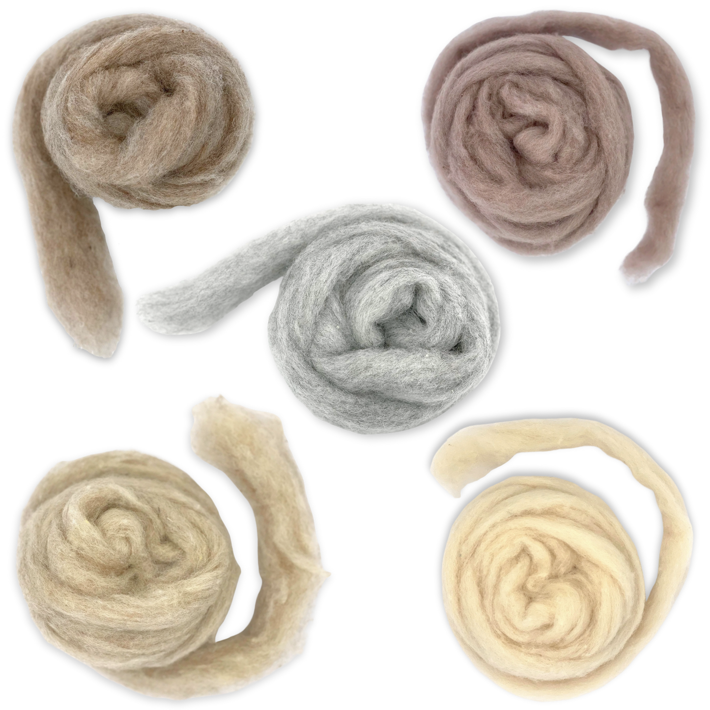 Woodland Neutrals Carded Corriedale Wool Sliver Variety Pack - Prismatic Fiber Arts