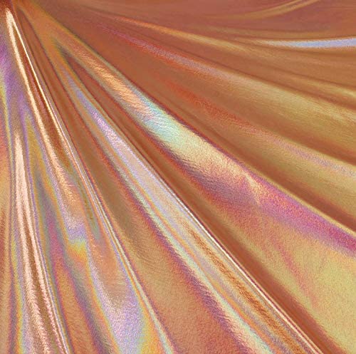 Hologram Metallic Foil Spandex Knit Fabric 4-Way Stretch, 60" Inch Wide | Rose Gold - Prismatic Fiber Arts