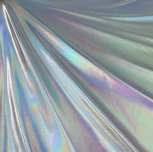 Hologram Metallic Foil Spandex Knit Fabric 4-Way Stretch, 60" Inch Wide | Silver Iridescent - Prismatic Fiber Arts