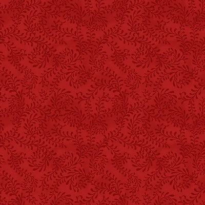 Red Swirling Leaves Cotton Wideback Fabric per yard - Prismatic Fiber Arts