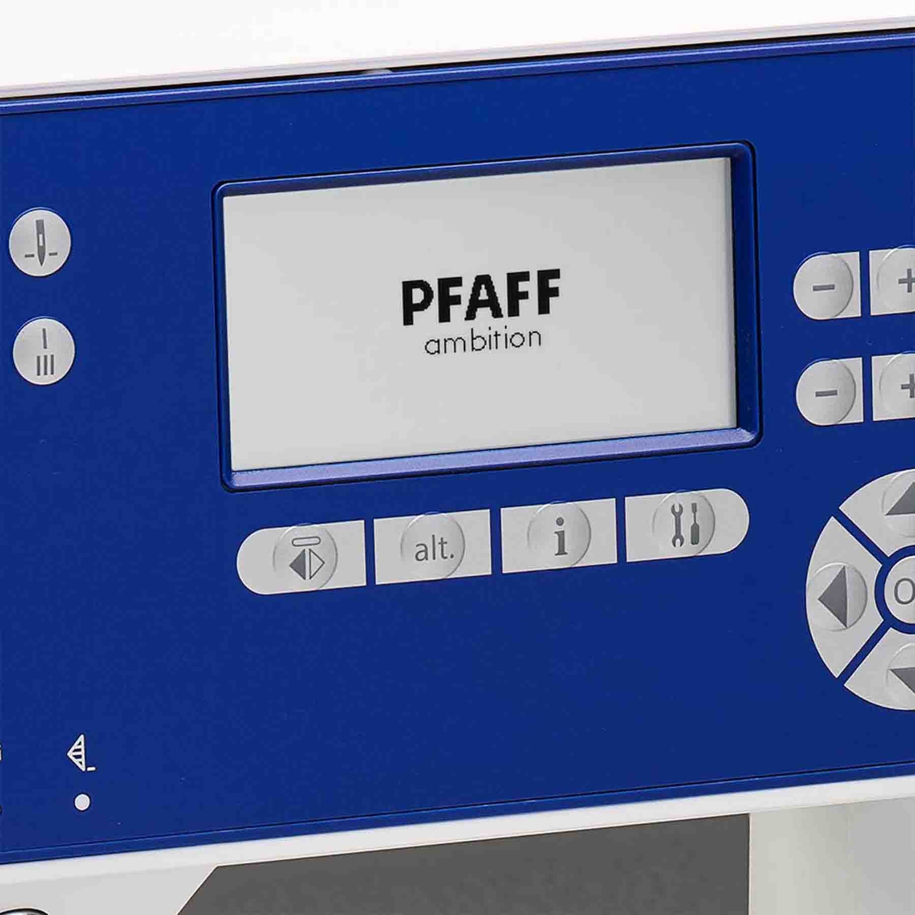 PFAFF® ambition™ 610 Blue Sewing Machine - Prismatic Fiber Arts