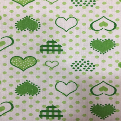 Polka Dot Heart Printed Poly Cotton Fabric - Prismatic Fiber Arts
