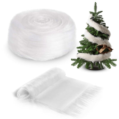 FabricLA Faux Fur Ribbon Trim Fabric -  Soft Christmas Fur Great for Crafting, Sewing, and Decorating - White - Prismatic Fiber Arts
