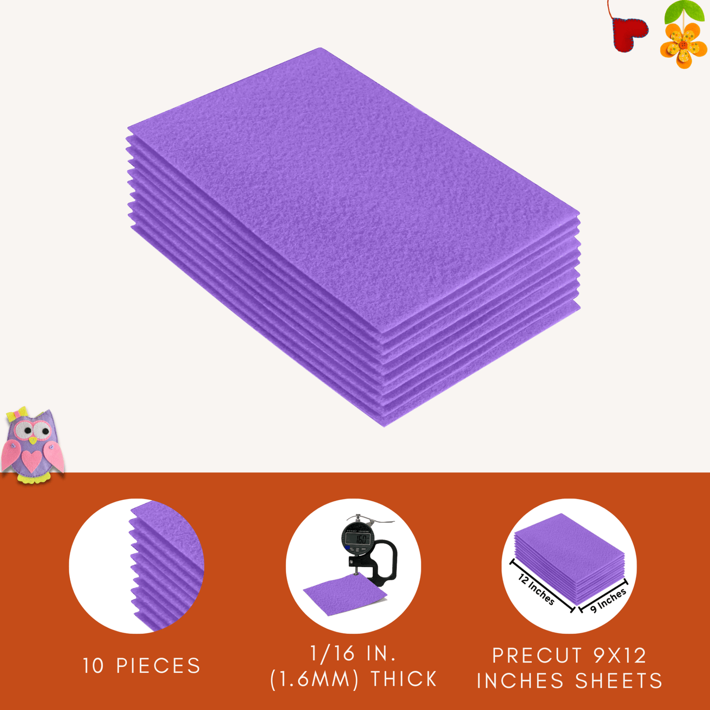 FabricLA Acrylic Felt 9"X12" Sheet Packs | Lavender - Prismatic Fiber Arts