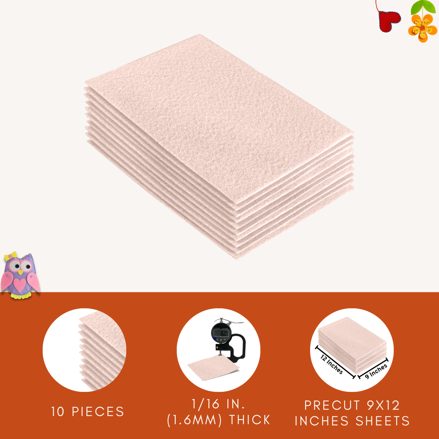 FabricLA Acrylic Felt 9"X12" Sheet Packs | Ivory - Prismatic Fiber Arts