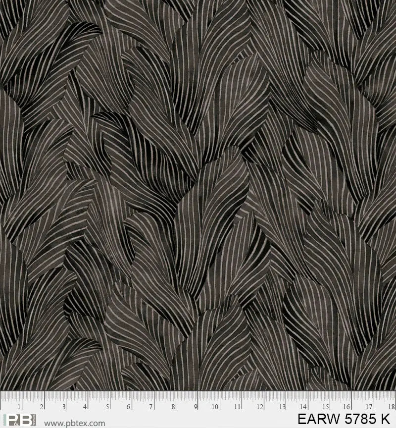 108" Earth Tones Black Leaf Cotton Wideback Fabric per yard - Prismatic Fiber Arts