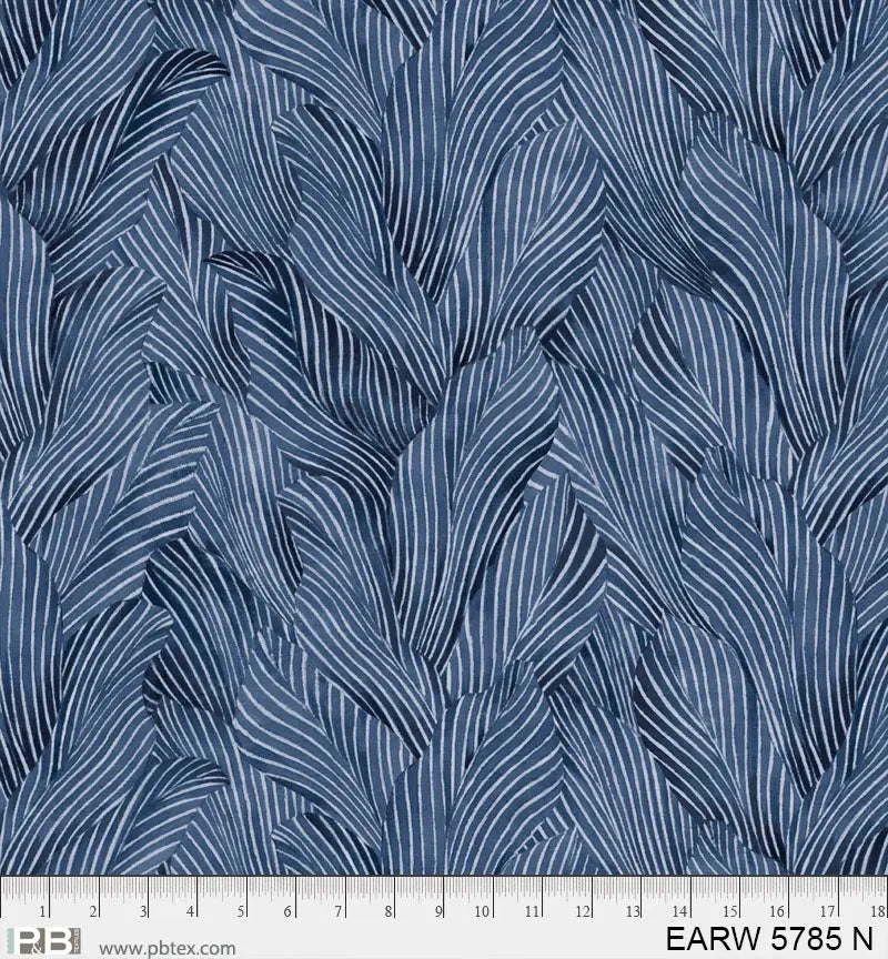 108" Earth Tones Dark Blue Leaf Cotton Wideback Fabric per yard - Prismatic Fiber Arts