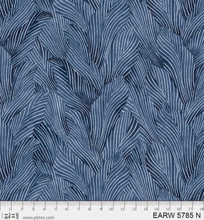 108" Earth Tones Dark Blue Leaf Cotton Wideback Fabric per yard - Prismatic Fiber Arts