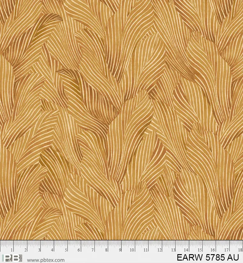 108" Earth Tones Gold Leaf Cotton Wideback Fabric per yard - Prismatic Fiber Arts
