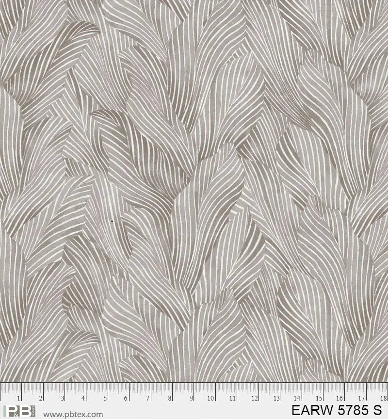 108" Earth Tones Grey Leaf Cotton Wideback Fabric per yard - Prismatic Fiber Arts