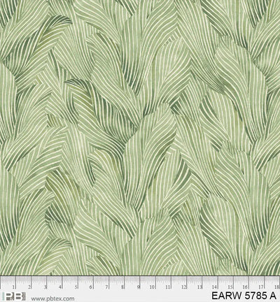 108" Earth Tones Light Green Leaf Cotton Wideback Fabric per yard - Prismatic Fiber Arts