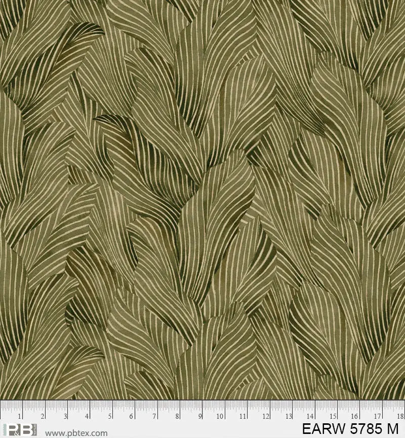 108" Earth Tones Moss Green Leaf Cotton Wideback Fabric per yard - Prismatic Fiber Arts