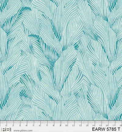 108" Earth Tones Teal Leaf Cotton Wideback Fabric per yard - Prismatic Fiber Arts