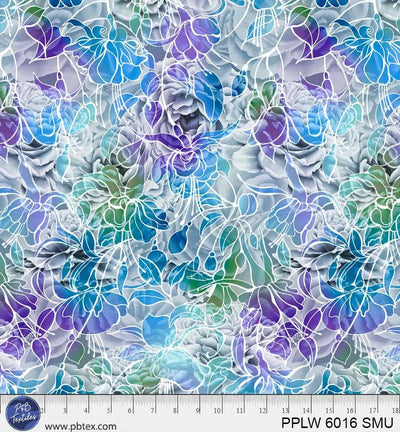 108" Petal Play Blue Purple Green Florals Cotton Wideback Fabric per yard - Prismatic Fiber Arts