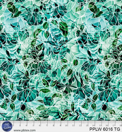 108" Petal Play Green Teal Florals Cotton Wideback Fabric per yard - Prismatic Fiber Arts