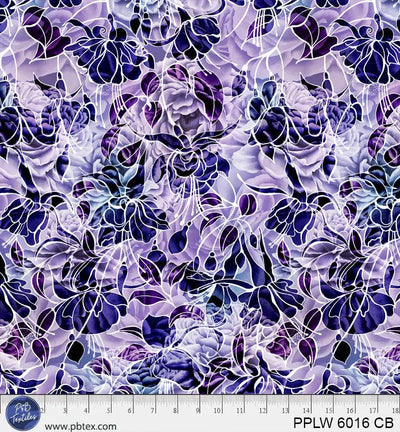 108" Petal Play Purple Blue Florals Cotton Wideback Fabric per yard - Prismatic Fiber Arts