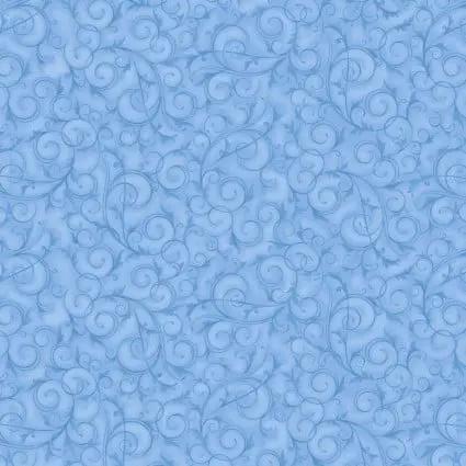 108" Swirls and Twirls Light Blue Cotton Wideback Fabric per yard - Prismatic Fiber Arts