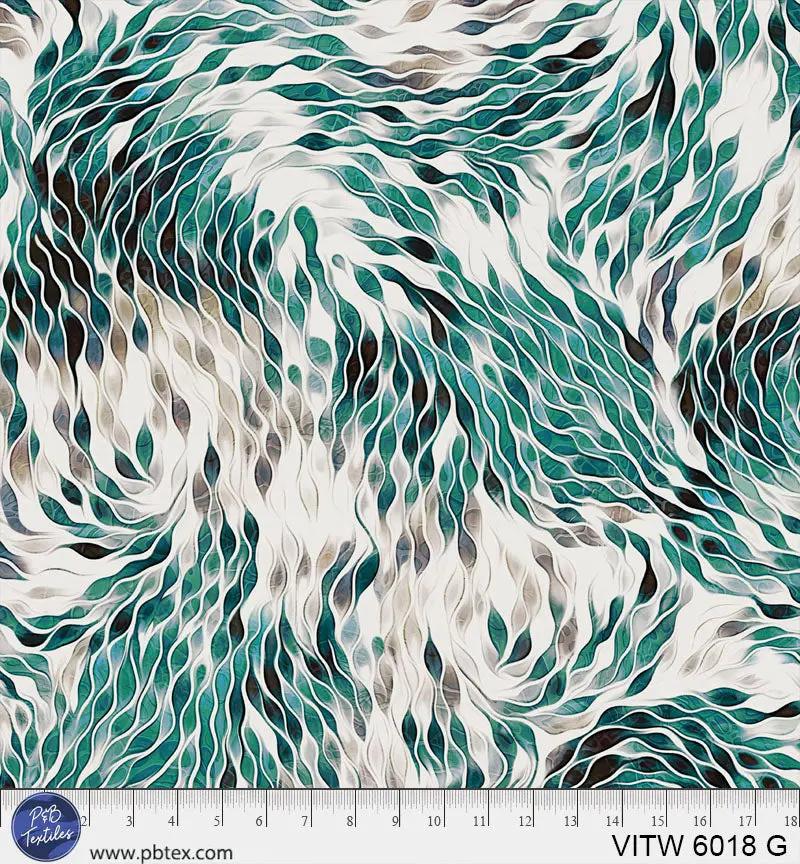 108" Vitality Chic Green Teal Cotton Wideback Fabric per yard - Prismatic Fiber Arts