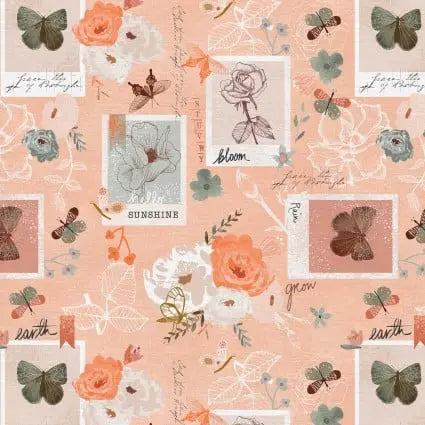 118" Bud To Bloom Journal Pages Wideback Fabric per yard - Prismatic Fiber Arts