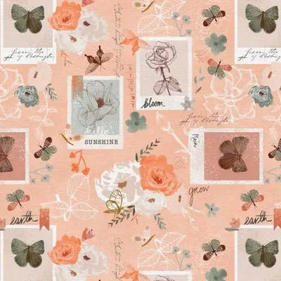 118" Bud To Bloom Journal Pages Wideback Fabric per yard - Prismatic Fiber Arts