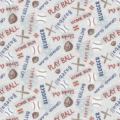 118" Hey, Batter Batter Baseball Words Wideback Fabric per yard - Prismatic Fiber Arts