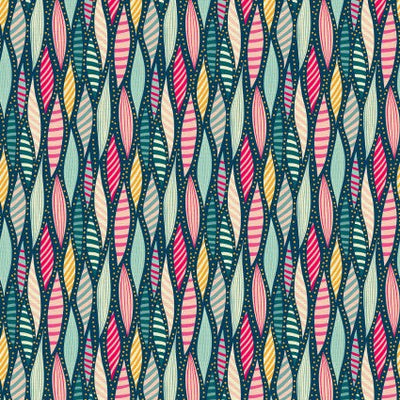 118" Paradise Birds Feathers Navy Wideback Fabric per yard - Prismatic Fiber Arts