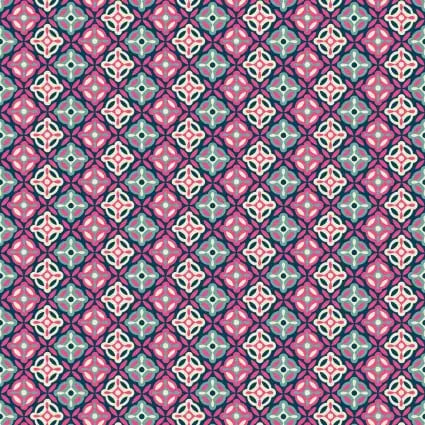 118" Paradise Birds Floral Tiles Pink On Blue Wideback Fabric per yard - Prismatic Fiber Arts