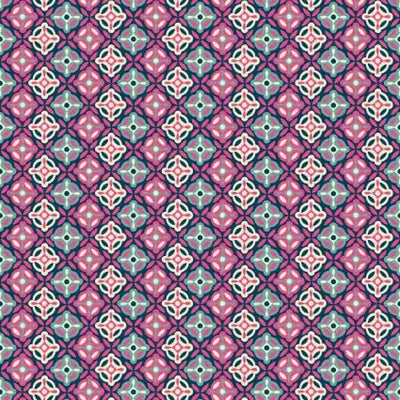 118" Paradise Birds Floral Tiles Pink On Blue Wideback Fabric per yard - Prismatic Fiber Arts