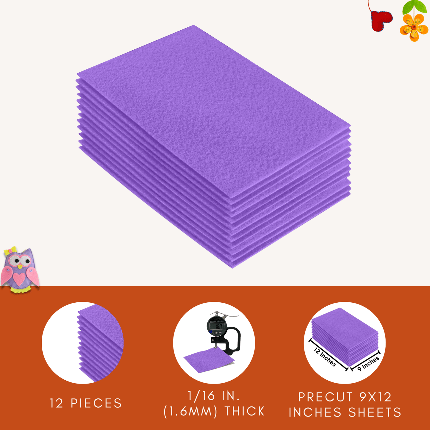 FabricLA Acrylic Felt 9"X12" Sheet Packs | Lavender - Prismatic Fiber Arts