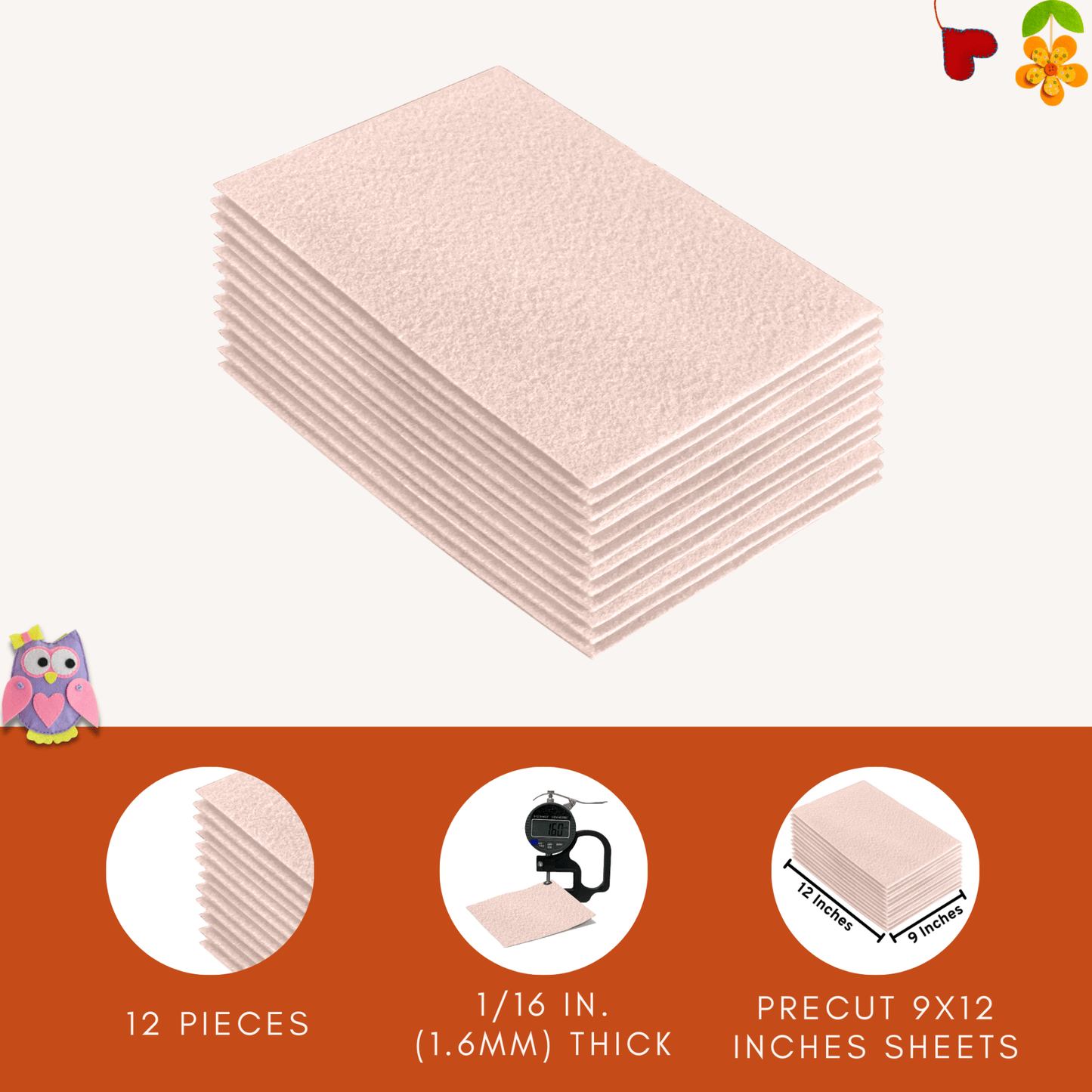 FabricLA Acrylic Felt 9"X12" Sheet Packs | Ivory - Prismatic Fiber Arts