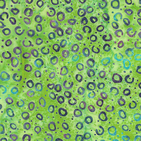 Essence Round and Round-Green Lemongrass Batik 44"/45" Fabric Per Yard - Prismatic Fiber Arts