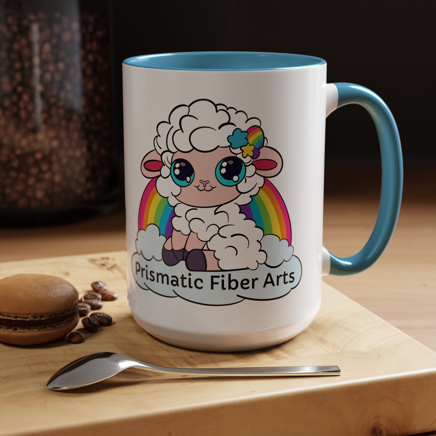 PFA "Logo" Accent Coffee Mug (11, 15oz) - Prismatic Fiber Arts