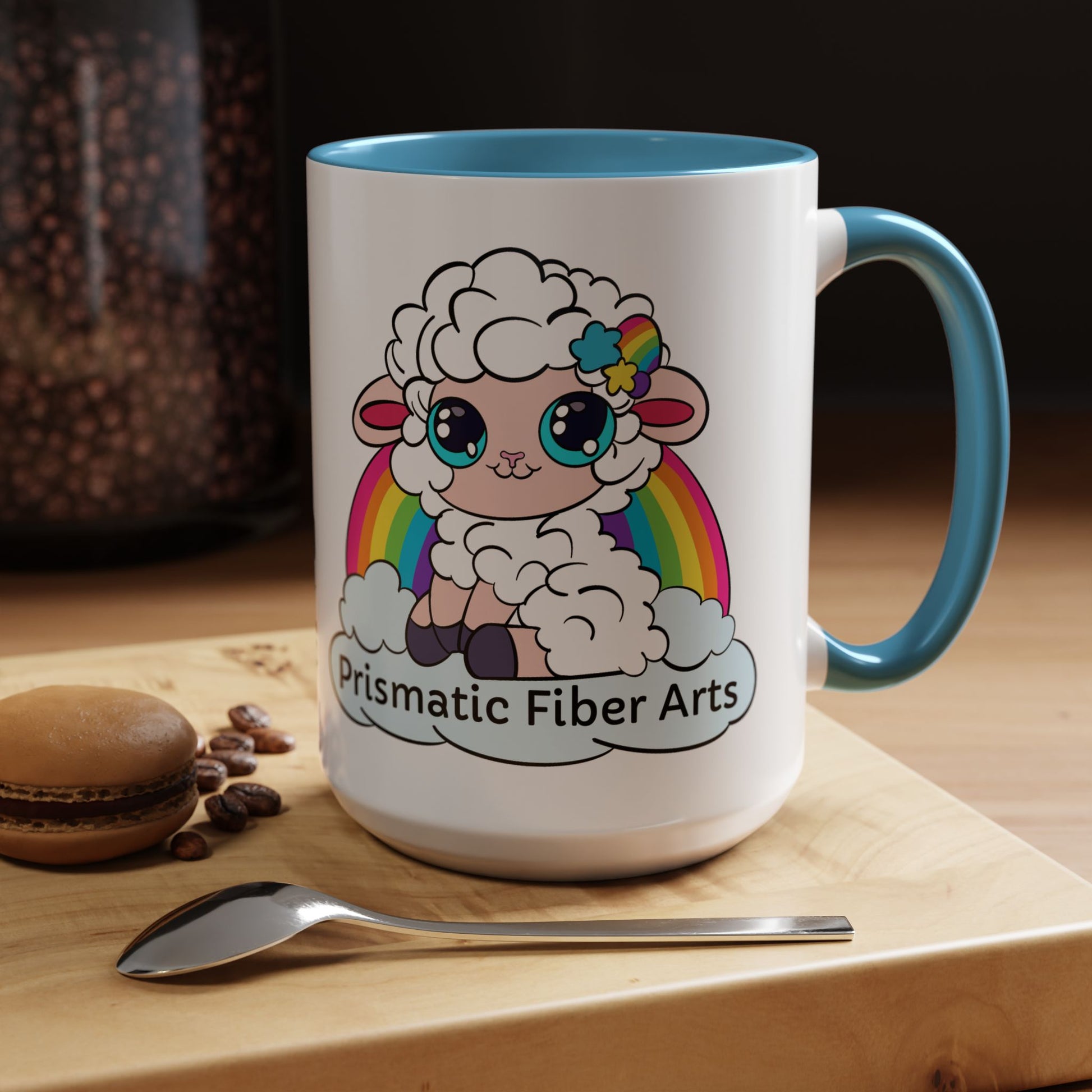 PFA "Logo" Accent Coffee Mug (11, 15oz) - Prismatic Fiber Arts